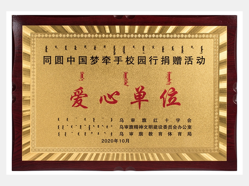 同圓中國夢(mèng)牽手校園行捐贈(zèng)活動(dòng)-愛心單位獎(jiǎng)牌